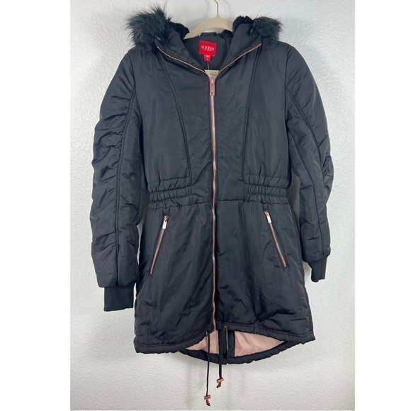GUESS faux fur trim parka coat size S - Picture 1 of 5